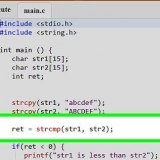 Sammenlign to strenger i programmeringsspråket c